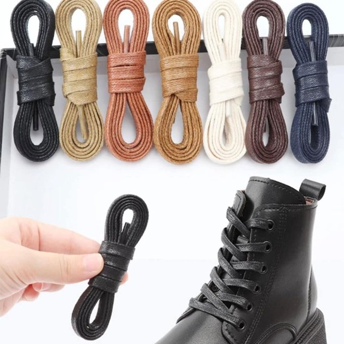 Waxed flat laces for boots (x2)