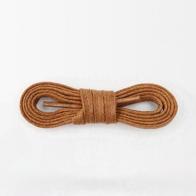 Waxed flat laces for boots (x2) Coyote Brown