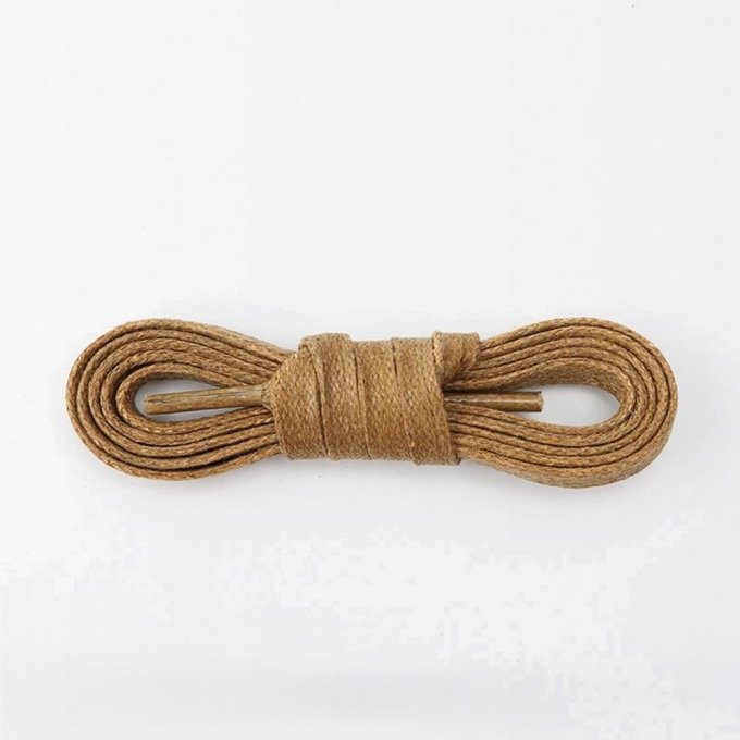 Waxed flat laces for boots (x2) Desert Tan