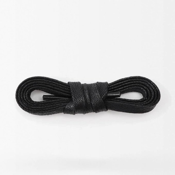 Waxed flat laces for boots (x2) Black