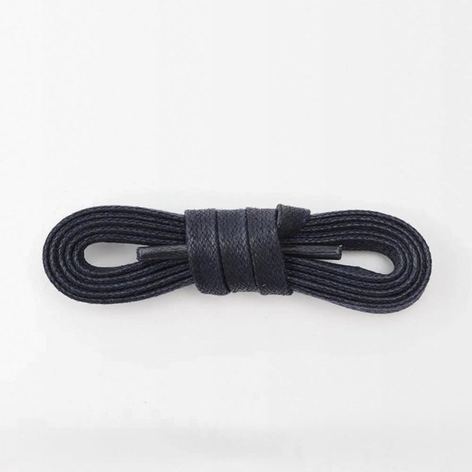 Waxed flat laces for boots (x2) Navy Blue