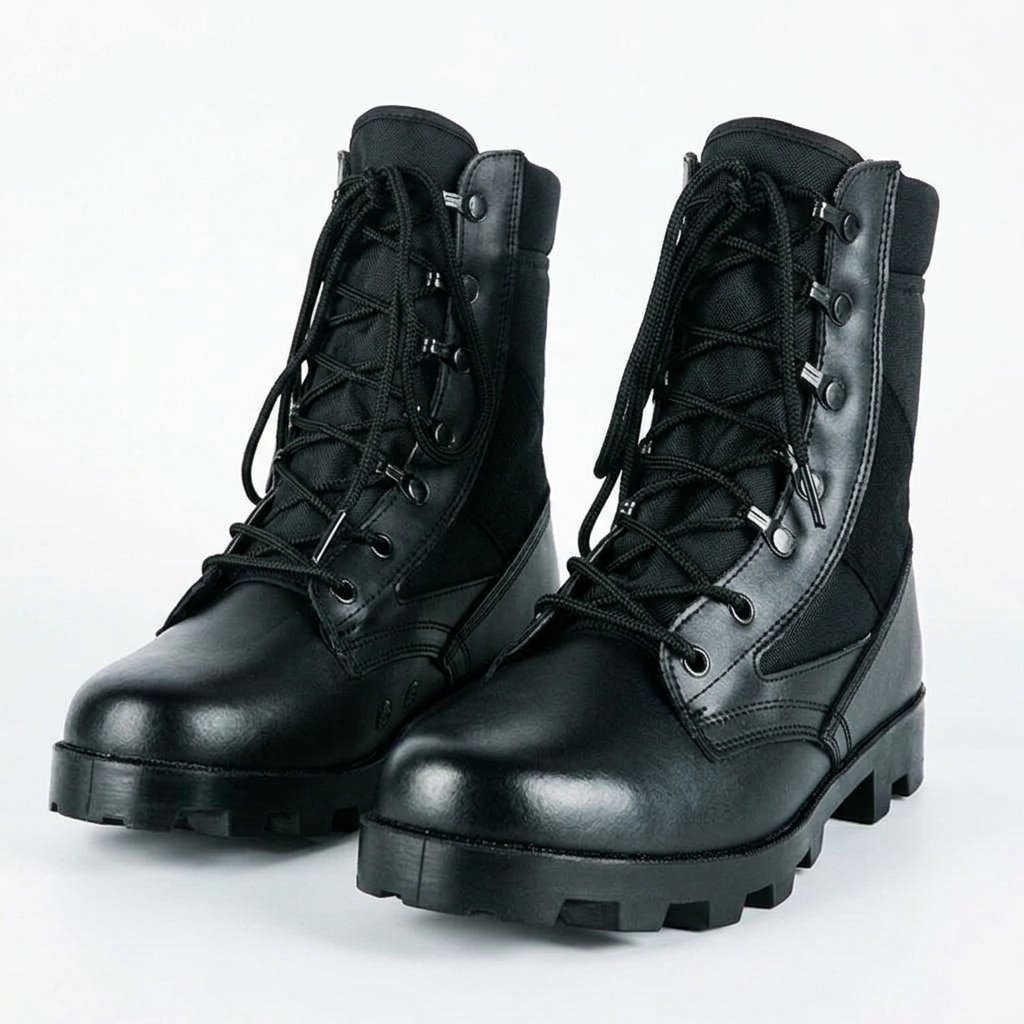 Army black leather boots