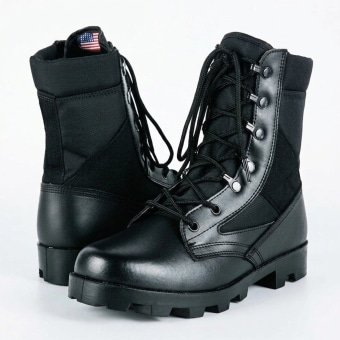 Army black leather boots