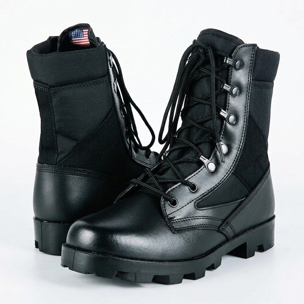 Army black leather boots