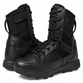 Black lace up combat boots with Mesh