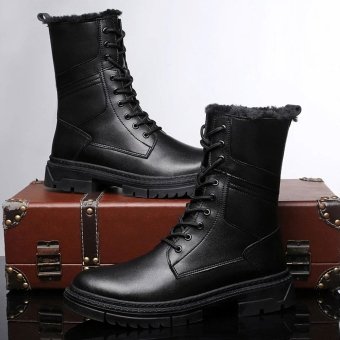 black leather lace up combat boots
