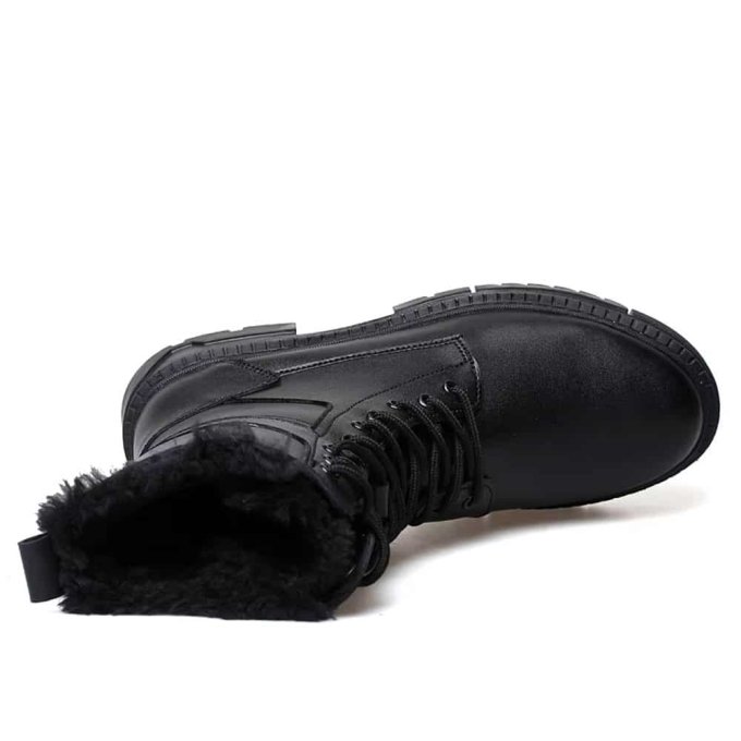black leather lace up combat boots - Image 9