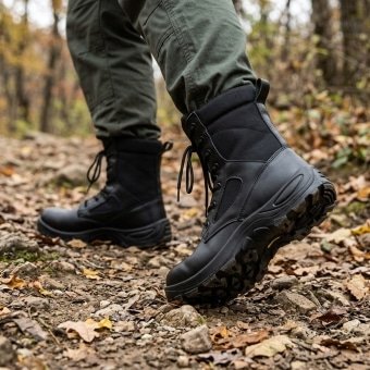 Black safety toe military boots