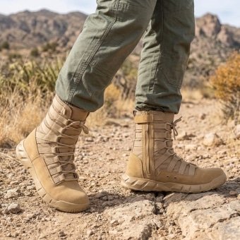 Lightweight Training Boots Faux Suede Desert Tan