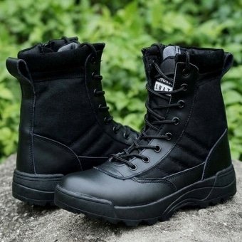 Side zip tactical boots Black