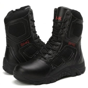 Side zip tactical boots with safety toe Black