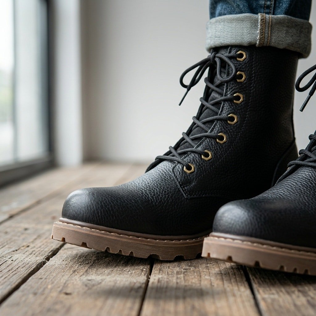 Vintage combat boots black leather