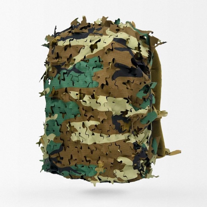 3D Camo Backpack ghillie cover - Woodland