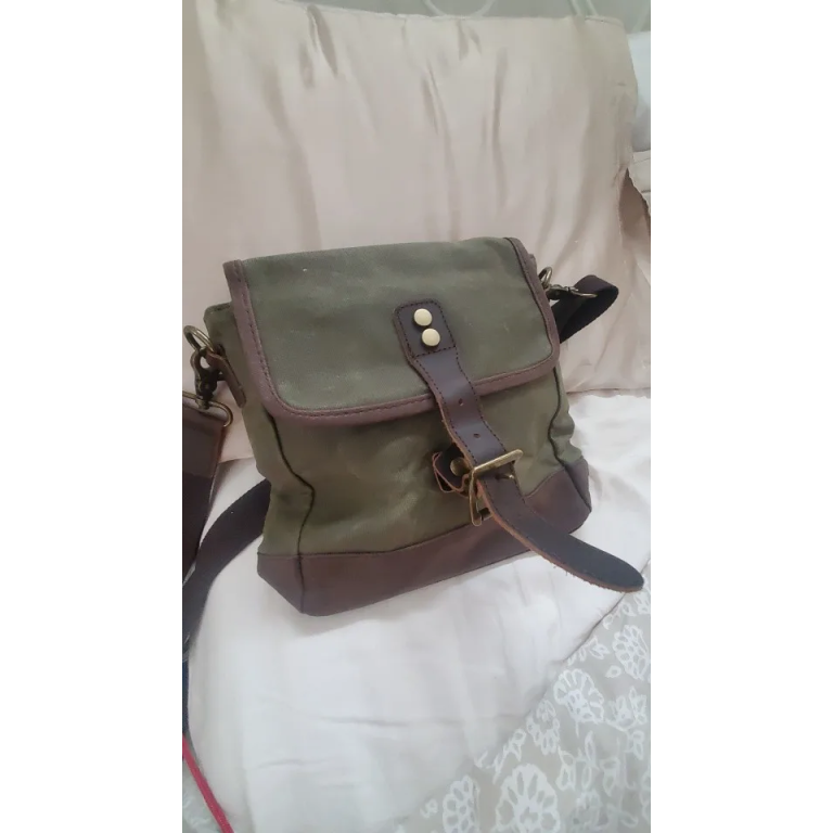 Vintage Leather military style messenger bag photo review