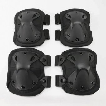 Black tactical elbow and knee pads