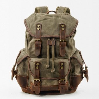 Military style canvas backpack Olive