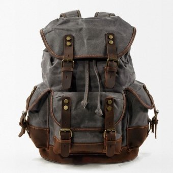 Military style canvas backpack Grey
