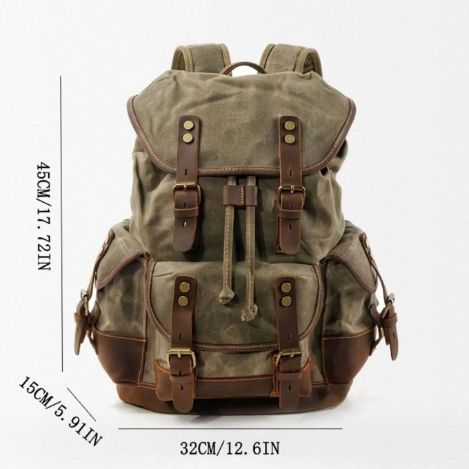 Military style canvas backpack