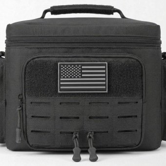 Black tactical thermal lunch bag