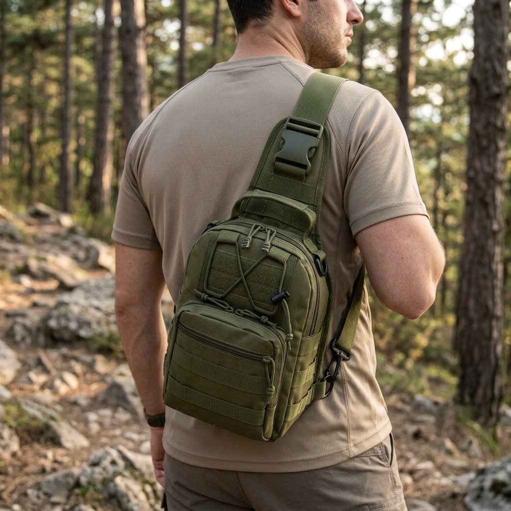 Tactical sling bag olive - Image 4
