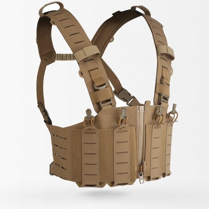 AR 15 chest rig with front zipper "SF" Coyote Brown