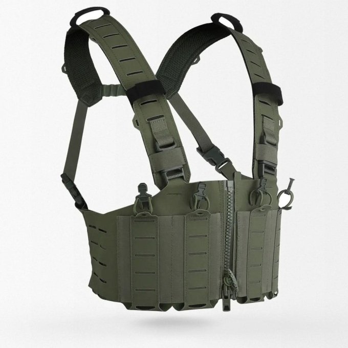 AR 15 chest rig with front zipper "SF" Ranger Green