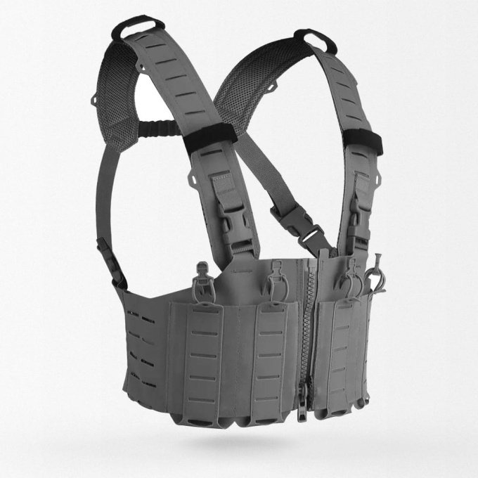 AR 15 chest rig with front zipper "SF" Grey
