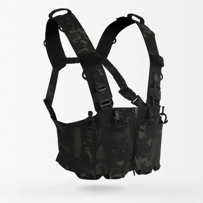 AR 15 chest rig with front zipper "SF" Multicam Black