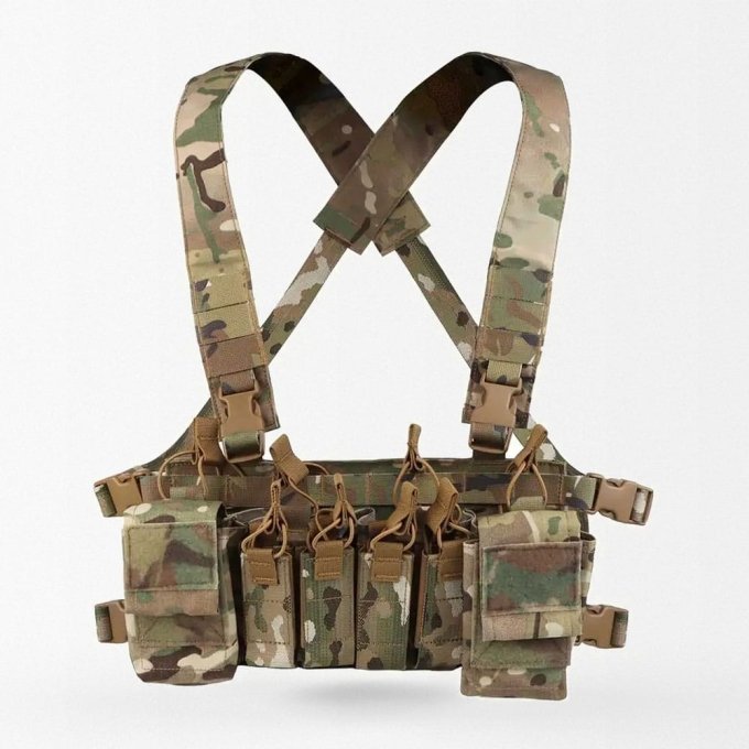 D3CRX chest rig with pistol pouches Multicam