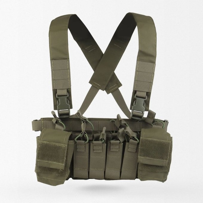 D3CRX chest rig with pistol pouches Ranger Green