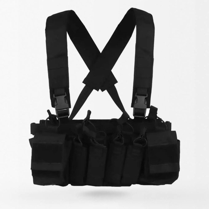 D3CRX chest rig with pistol pouches Black