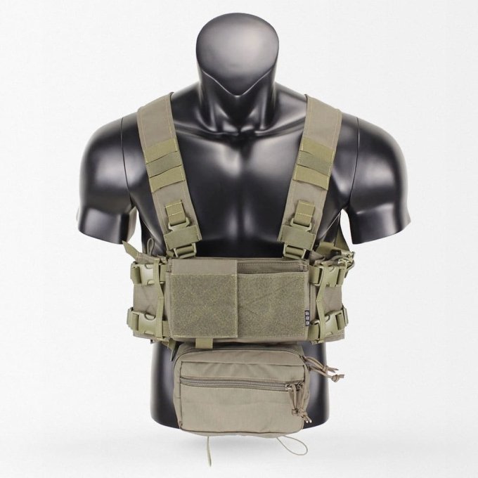 H harness chest rig with mag pouches "Elyt" Ranger Green