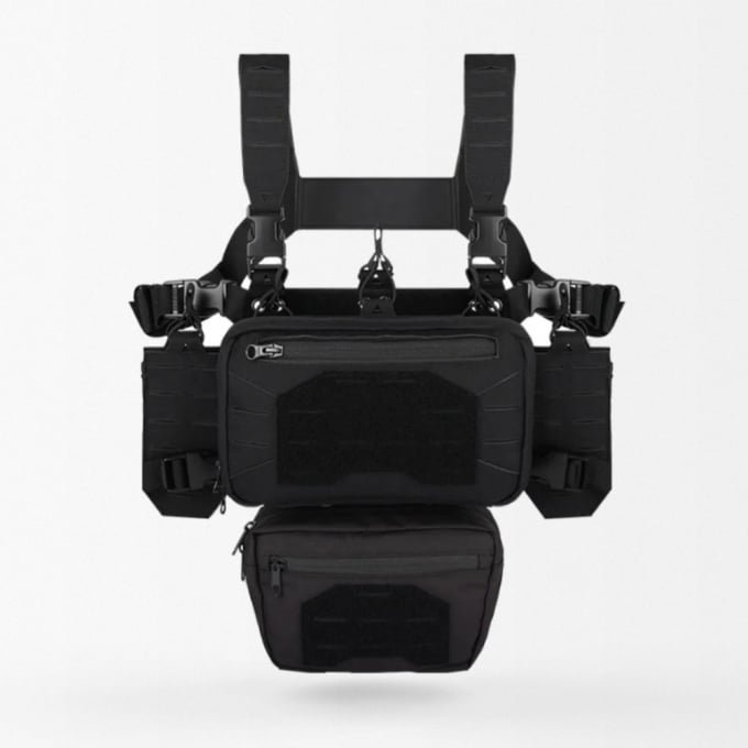 Laser cut molle chest rig "YKD" Black