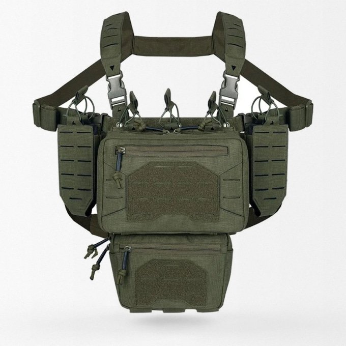 Laser cut molle chest rig "YKD" Ranger Green