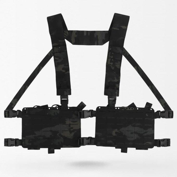 Minimalist chest rig for ar15 type mags (5.56) Black Multicam