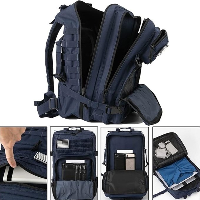 Navy blue molle backpack 45L