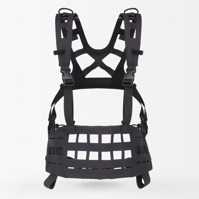 Ultra light chest rig" SPC" - Laser Cut Molle Black