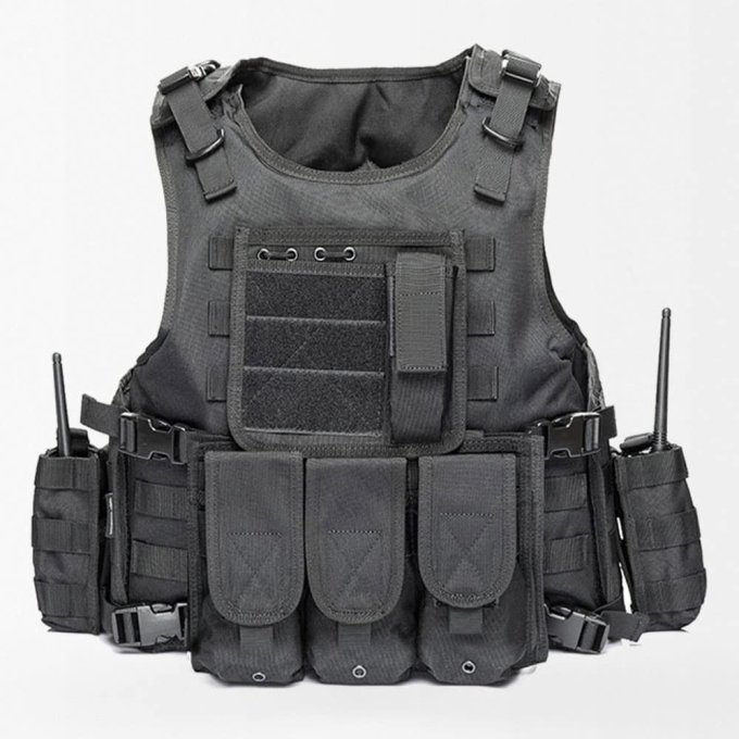 Military Vest With Mag Pouches Black