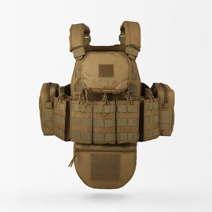 Molle Plate Carrier With Pouches Tan