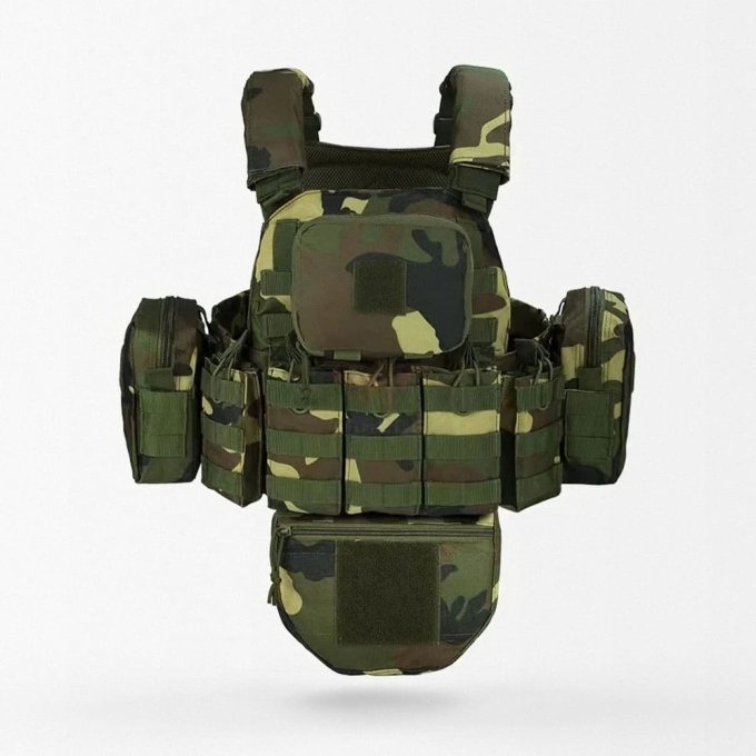 Molle Plate Carrier With Pouches Woodland