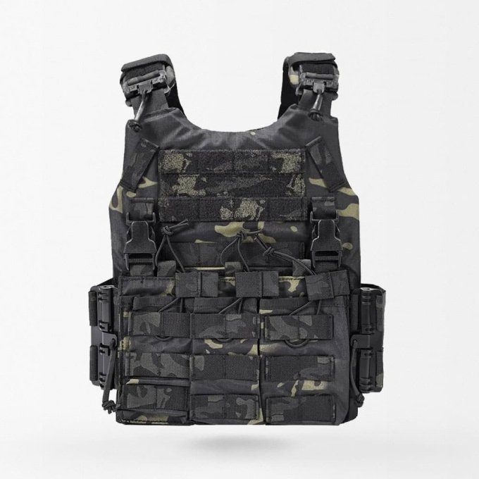Tactical Plate Carrier With Mag Pouches Multicam Black