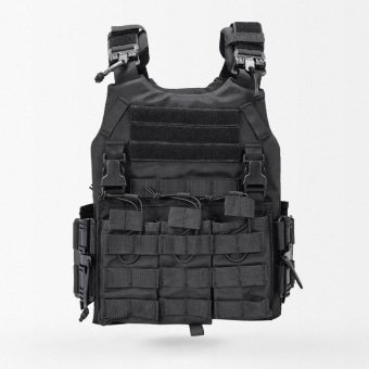 Tactical Plate Carrier With Mag Pouches Black