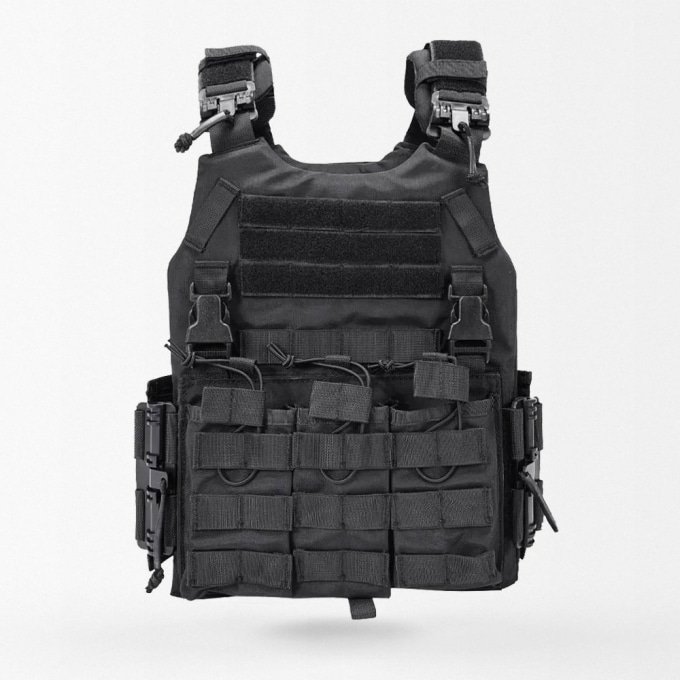 Tactical Plate Carrier With Mag Pouches Black