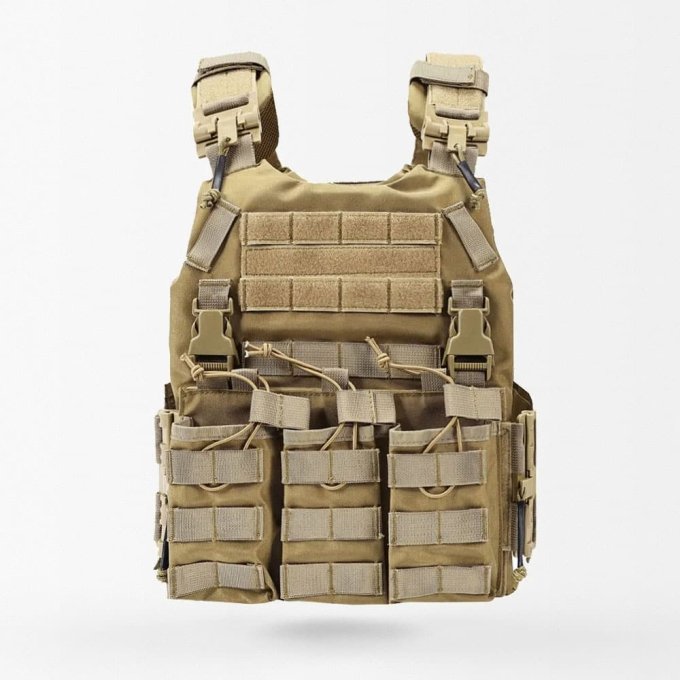Tactical Plate Carrier With Mag Pouches Coyote Brown