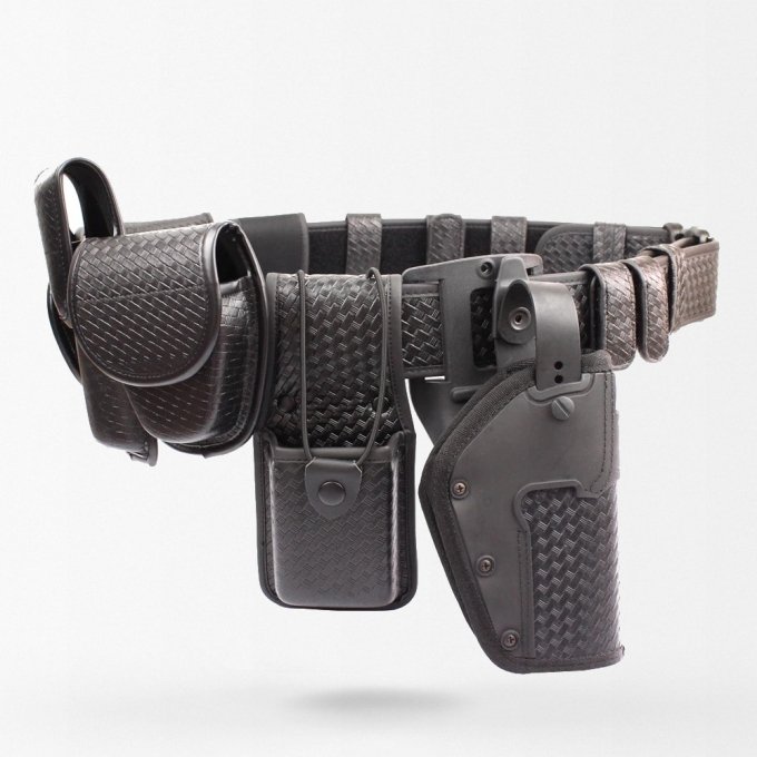 Black tactical police duty belt setup