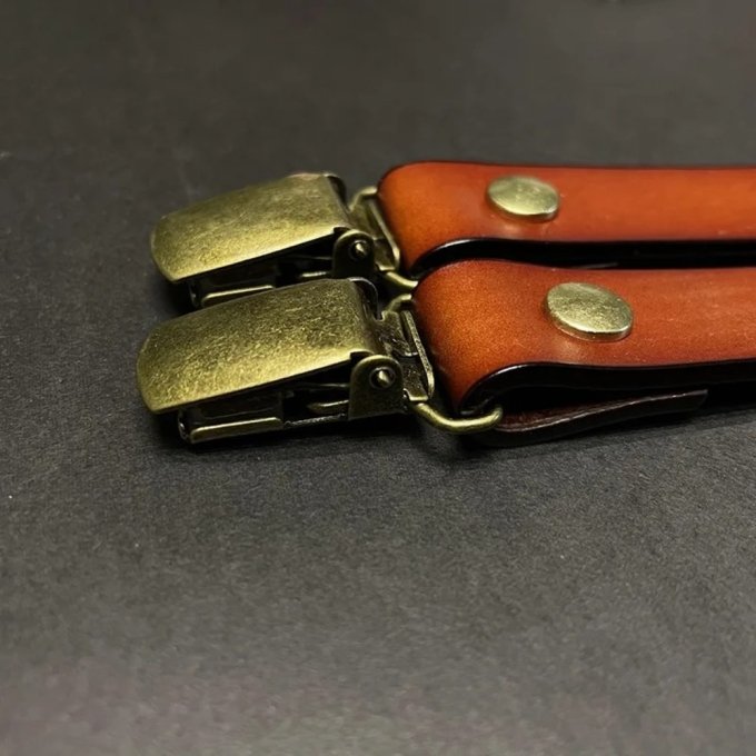 Brown leather tactical suspenders - Image 6