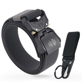 Elastic tactical belt with key buckle