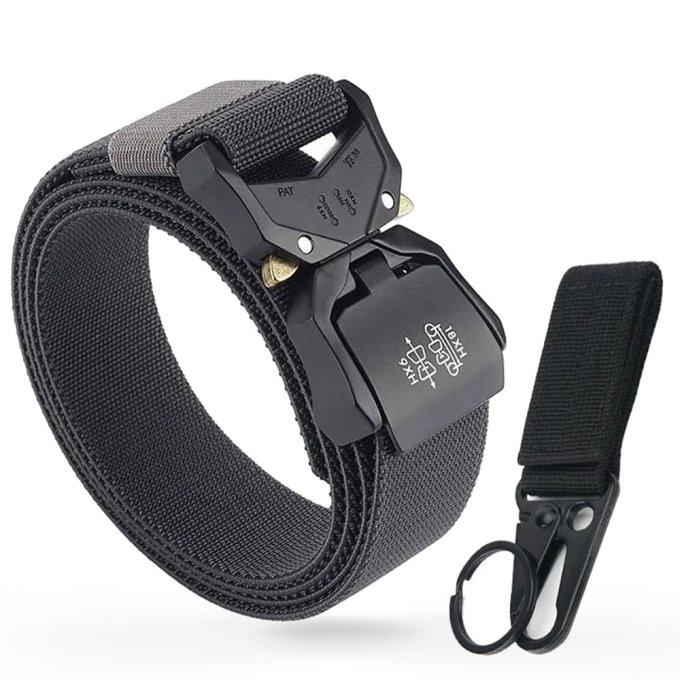 Elastic tactical belt with key buckle