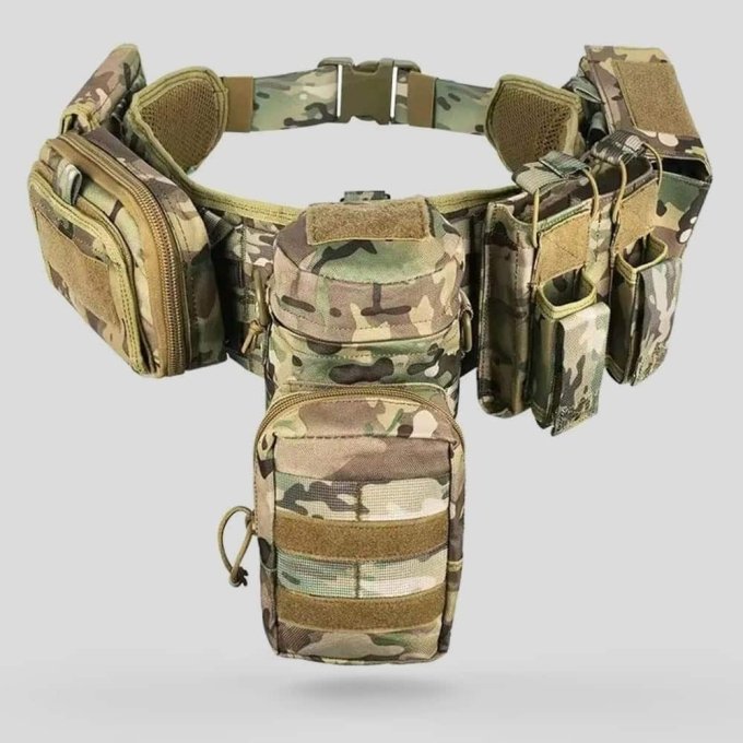 Tactical padded belt with molle pouches
