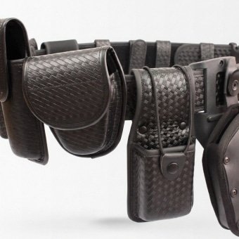 Black tactical police duty belt setup